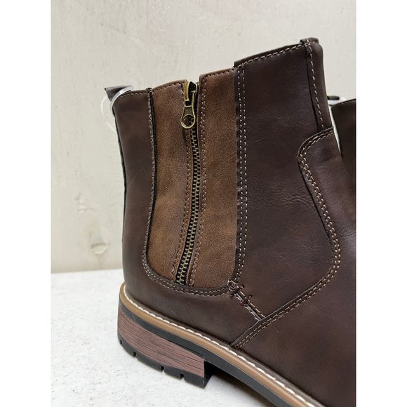 Vance Co. Pratt Boots Men's WD 13 Brown Faux Leather Side Goring Zipper Closure - Picture 5 of 12